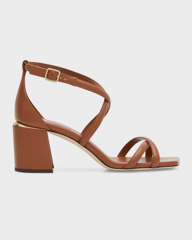 Rheea Leather Crisscross Block-Heel Sandals